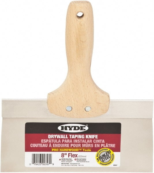 Hyde Tools - 8" Wide Flexible Blade Stainless Steel Joint Knife - Flexible, Hardwood Handle - Exact Tooling