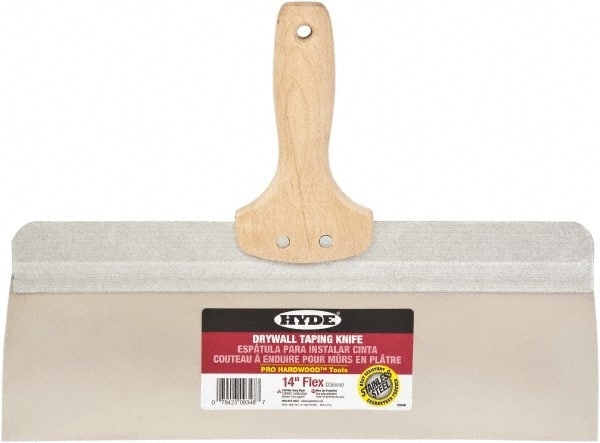 Hyde Tools - 14" Wide Flexible Blade Stainless Steel Joint Knife - Flexible, Hardwood Handle - Exact Tooling
