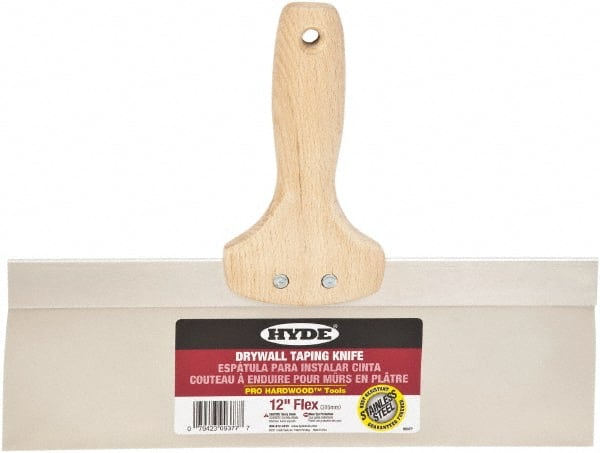 Hyde Tools - 12" Wide Flexible Blade Stainless Steel Joint Knife - Flexible, Hardwood Handle - Exact Tooling