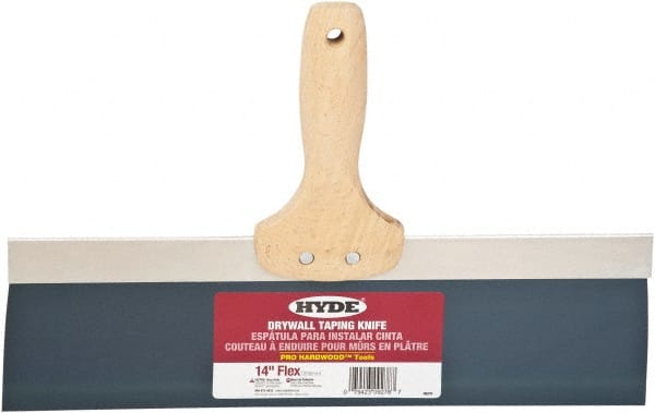 Hyde Tools - 14" Wide Flexible Blade Steel Joint Knife - Flexible, Hardwood Handle - Exact Tooling