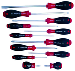 12 Piece - SoftFinish® Cushion Grip Screwdriver Set - #30297 - Includes: Slotted 3.0 - 10.0mm Phillips #0 - 3 - Exact Tooling