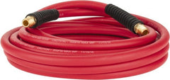 PRO-SOURCE - 1/4" ID x 0.4921" OD 25' Long Multipurpose Air Hose - MNPT x MNPT Ends, 300 Working psi, -40 to 180°F, 1/4" Fitting, Red - Exact Tooling