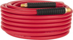 PRO-SOURCE - 1/4" ID x 0.4921" OD 50' Long Multipurpose Air Hose - MNPT x MNPT Ends, 300 Working psi, -40 to 180°F, 1/4" Fitting, Red - Exact Tooling