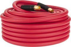 PRO-SOURCE - 1/2" ID x 0.7874" OD 100' Long Multipurpose Air Hose - MNPT x MNPT Ends, 300 Working psi, -40 to 180°F, 1/2" Fitting, Red - Exact Tooling