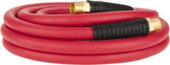 PRO-SOURCE - 1/2" ID x 0.7874" OD 25' Long Multipurpose Air Hose - MNPT x MNPT Ends, 300 Working psi, -40 to 180°F, 1/2" Fitting, Red - Exact Tooling