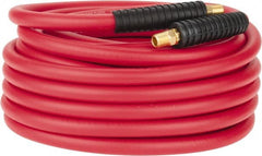 PRO-SOURCE - 3/8" ID x 0.6496" OD 50' Long Multipurpose Air Hose - MNPT x MNPT Ends, 300 Working psi, -40 to 180°F, 1/4" Fitting, Red - Exact Tooling