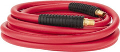 PRO-SOURCE - 3/8" ID x 0.6496" OD 25' Long Multipurpose Air Hose - MNPT x MNPT Ends, 300 Working psi, -40 to 180°F, 1/4" Fitting, Red - Exact Tooling