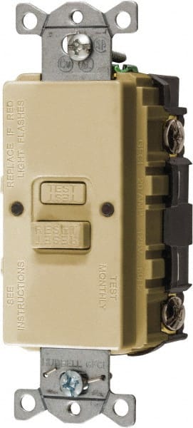Hubbell Wiring Device-Kellems - 1 Phase, 5-20R NEMA, 125 VAC, 20 Amp, GFCI Receptacle - 2 Pole, Back and Side Wiring, Commercial Grade - Exact Tooling