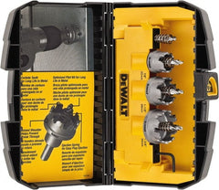 DeWALT - 5 Piece, 7/8" to 1-3/8" Saw Diam, Hole Saw Kit - Carbide-Tipped, Toothed Edge, Includes 3 Hole Saws - Exact Tooling
