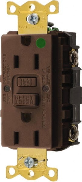 Hubbell Wiring Device-Kellems - 1 Phase, 5-15R NEMA, 125 VAC, 15 Amp, GFCI Receptacle - 2 Pole, Back and Side Wiring, Hospital Grade - Exact Tooling