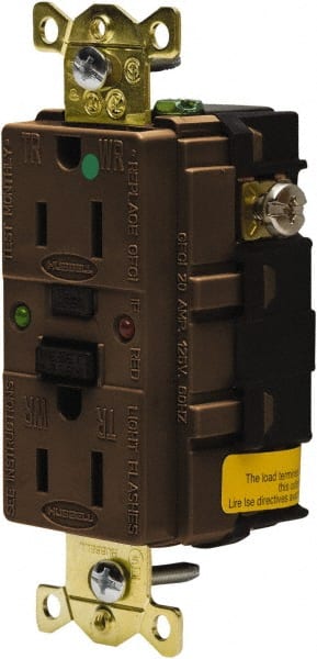 Hubbell Wiring Device-Kellems - 1 Phase, 5-15R NEMA, 125 VAC, 15 Amp, GFCI Receptacle - 2 Pole, Back and Side Wiring, Hospital Grade - Exact Tooling