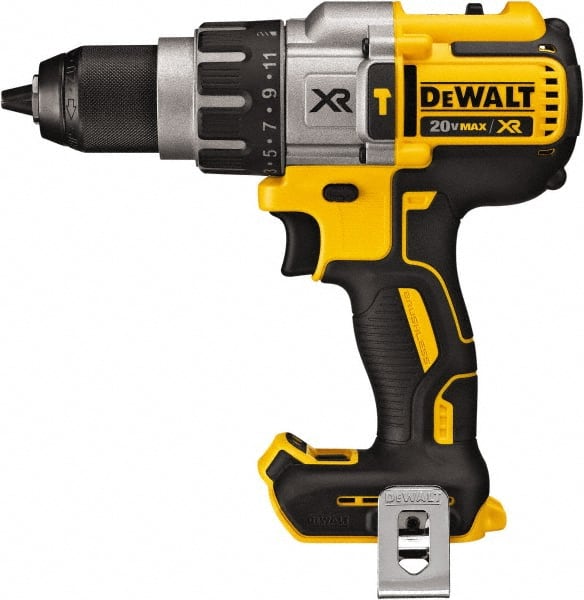 DeWALT - 20 Volt 1/2" Metal Ratcheting Chuck Cordless Hammer Drill - 0 to 38,250 BPM, 0 to 450, 0 to 1,300 & 0 to 2,000 RPM, Reversible - Exact Tooling