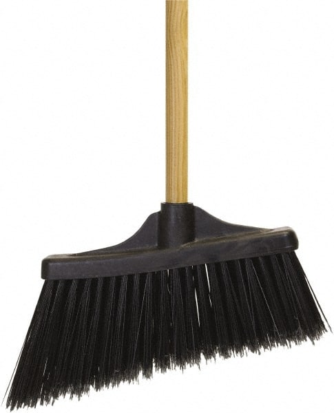 O-Cedar - 12" Wide, Black PET Bristles, 48" Wood Handle, Angled Broom - Exact Tooling