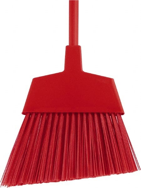 O-Cedar - 12" Wide, Red Polypropylene Bristles, 48" Metal Handle, Angled Broom - 48 Inch Handle Length - Exact Tooling