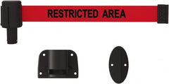 Banner Stakes - 15' Long x 2-1/2" Wide Nylon/Polyester Wall-Mounted Indoor Barrier - Black on Red - Exact Tooling