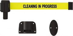 Banner Stakes - 15' Long x 2-1/2" Wide Nylon/Polyester Wall-Mounted Indoor Barrier - Black on Yellow - Exact Tooling