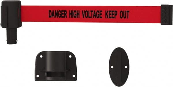 Banner Stakes - 15' Long x 2-1/2" Wide Nylon/Polyester Wall-Mounted Indoor Barrier - Black on Red - Exact Tooling
