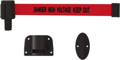 Banner Stakes - 15' Long x 2-1/2" Wide Nylon/Polyester Wall-Mounted Indoor Barrier - Black on Red - Exact Tooling