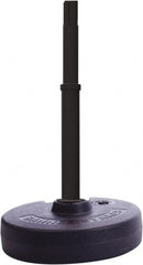 Banner Stakes - 22 to 42" High, 2-3/8" Pole Diam, Barrier Post Base, Stanchion & Receiver Head - 9" Base Diam, Round Nylon Base, Black Plastic Post, 15' x 2-1/2" Tape, For Outdoor Use - Exact Tooling