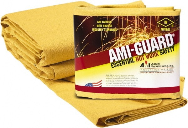 Auburn Mfr - 10' High x 8' Wide x 0.03" Thick Fiberglass Welding Curtain - Yellow, Grommet - Exact Tooling