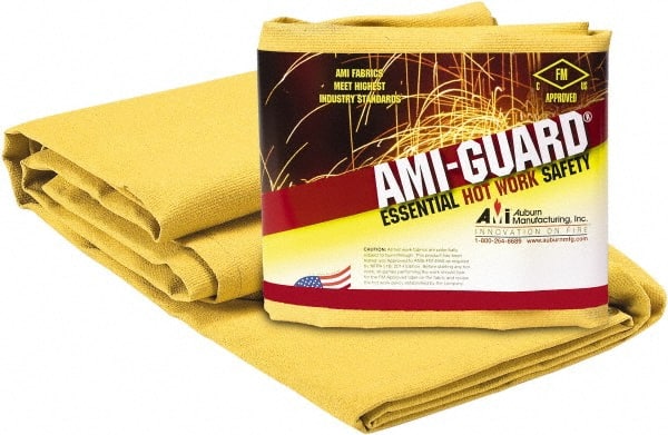 Auburn Mfr - 6' High x 6' Wide x 0.055" Thick Fiberglass Welding Curtain - Yellow, Grommet - Exact Tooling