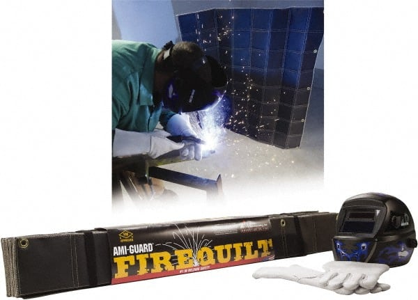Auburn Mfr - 4' High x 4' Wide x 1/4" Thick Fiberglass Fire Blanket - Black, Grommet - Exact Tooling