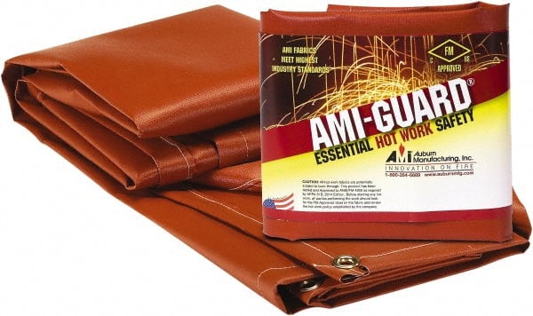 Auburn Mfr - 8' High x 8' Wide x 0.016" Thick Fiberglass Welding Curtain - Red, Grommet - Exact Tooling