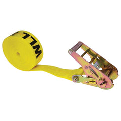 US Cargo Control - Slings & Tiedowns (Load-Rated); Type: Ratchet Tie Down ; Length (Feet): 20 ; Basket Capacity (Lb.): 3333 ; Material: Polyester ; Color: Yellow - Exact Tooling