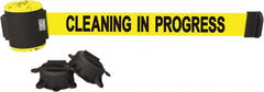 Banner Stakes - 30' Long x 2-1/2" Wide Nylon/Polyester Magnetic Wall Mount Barrier - Black on Yellow - Exact Tooling