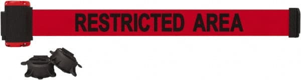 Banner Stakes - 7' Long x 2-1/2" Wide Nylon/Polyester Magnetic Wall Mount Barrier - Black on Red - Exact Tooling