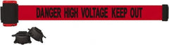 Banner Stakes - 7' Long x 2-1/2" Wide Nylon/Polyester Magnetic Wall Mount Barrier - Black on Red - Exact Tooling