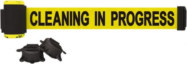 Banner Stakes - 7' Long x 2-1/2" Wide Nylon/Polyester Magnetic Wall Mount Barrier - Black on Yellow - Exact Tooling