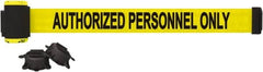 Banner Stakes - 7' Long x 2-1/2" Wide Nylon/Polyester Magnetic Wall Mount Barrier - Black on Yellow - Exact Tooling