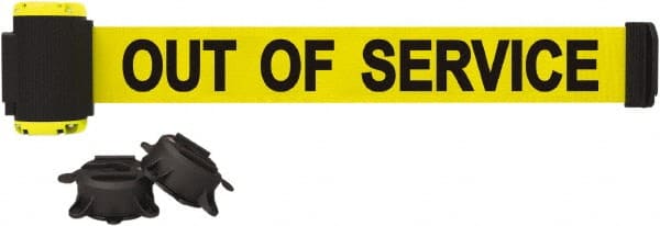 Banner Stakes - 7' Long x 2-1/2" Wide Nylon/Polyester Magnetic Wall Mount Barrier - Black on Yellow - Exact Tooling