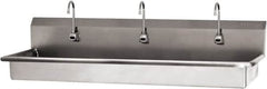 SANI-LAV - 65" Long x 16-1/2" Wide Inside, 1 Compartment, Grade 304 Stainless Steel (3) Person Wash-Station with Manual Faucet - 16 Gauge, 68" Long x 20" Wide x 21-1/2" High Outside, 5-1/2" Deep - Exact Tooling