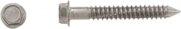 Powers Fasteners - 1/4" Diam, 1-1/4" Length Under Head, Hex Drive, Concrete Screw & Masonry Fastener - Stainless Steel, Passivated Finish, Includes 3/8" Hex Bit - Exact Tooling