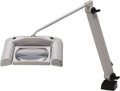 Waldmann Lighting - 35 Inch, Articulated, Clamp Mounted, LED, White, Magnifying Task Light - 13.20 Watt, 120 Volt, 1.75x Magnification, 165mm Wide - Exact Tooling