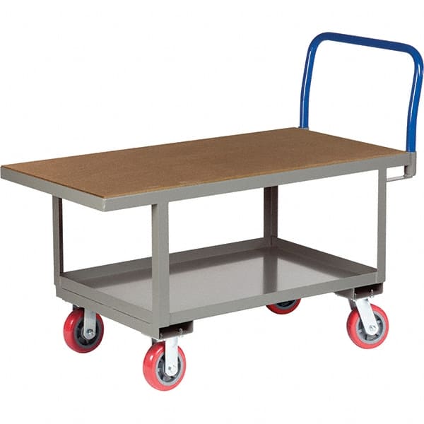 Little Giant - 2,000 Lb Capacity Steel Platform Truck - Steel Deck, 30" OAW, 49-1/2" Platform Length, Polyurethane Casters - Exact Tooling