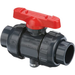 Asahi/America - 4" Pipe, Standard Port, CPVC True Union Design Ball Valve - Inline - Two Way Flow, Socket Ends, Tee Handle, 150 WOG - Exact Tooling