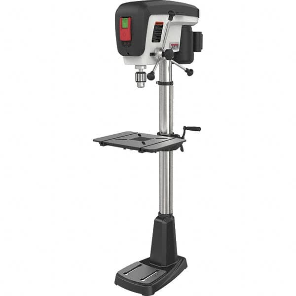 Jet - 15" Swing, Step Pulley Drill Press (Woodworking) - 16 Speed, 3/4 hp, Single Phase - Exact Tooling