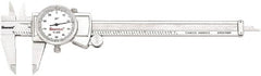 Starrett - 0" to 6" Range, 0.001" Graduation, 0.1" per Revolution, Dial Caliper - White Face, 1.5" Jaw Length, Accurate to 0.001" - Exact Tooling