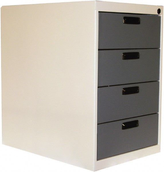 Proline - 4 Drawer, Modular Storage Cabinet - 16 Gauge Steel, 18" Wide x 26" Deep x 27-1/2" High, Blue/White - Exact Tooling