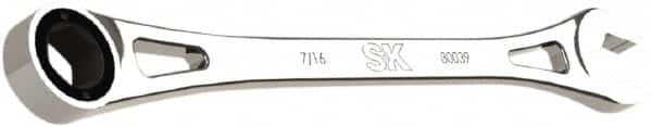 SK - 7/16" 6 Point Combination Wrench - 8.13" OAL, Steel, Full Polish Finish - Exact Tooling