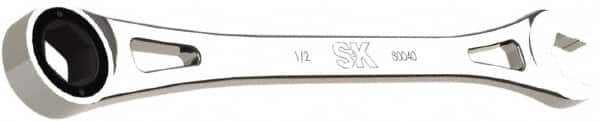 SK - 1/2" 6 Point Combination Wrench - 9.06" OAL, Steel, Full Polish Finish - Exact Tooling