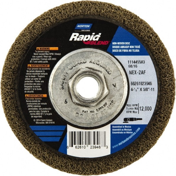 Norton - 4-1/2" Wheel Diam, 4/5" Wheel Thickness, 5/8" Arbor Hole, Type 27 Depressed Center Wheel - Fine Grade, Aluminum Oxide - Exact Tooling