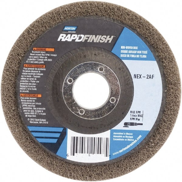 Norton - 4-1/2" Fine Grade Aluminum Oxide Deburring Disc - 7/8" Center Hole, Arbor Connection - Exact Tooling