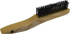 Gordon Brush - 4 Rows x 16 Columns Steel Scratch Brush - 4-3/4" Brush Length, 10" OAL, 1/8 Trim Length, Wood Shoe Handle - Exact Tooling