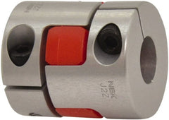 NBK - 6.35 to 14mm Bore, Jaw-Type Flexible Coupling - 30mm OD, 35mm OAL, Aluminum Alloy, Clamp Style - Exact Tooling