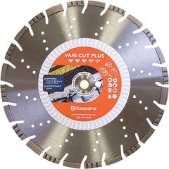 Husqvarna - 14" Diam, 25/32 & 1" Arbor Hole Diam, Continuous Edge Tooth Wet & Dry Cut Saw Blade - Diamond-Tipped, General Purpose Action, Standard Round Arbor - Exact Tooling