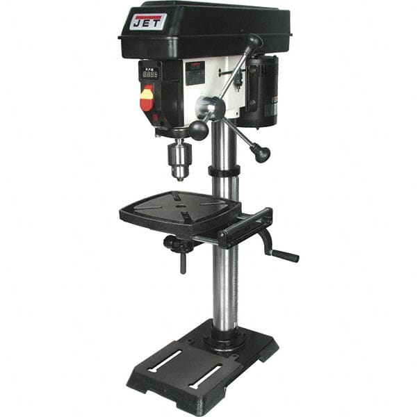Jet - 12" Swing, Variable Speed Pulley Drill Press (Woodworking) - Variable Speed, 1/2 hp, Single Phase - Exact Tooling